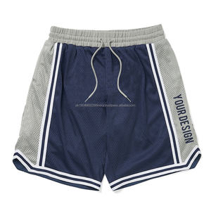 Shorts de basket-ball rétro solides, broderie personnalisée, uniforme athlétique, séchage rapide, double maille, style streetwear pour hommes - Product Image 1