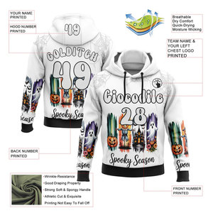 Sweat-shirt à capuche personnalisé pour homme avec impression fantôme, design par sublimation, nom d'équipe, personnalisé, Halloween, décontracté, vêtements d'automne, coupe classique - Product Image 5