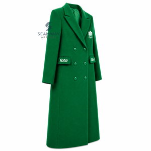 Manteau long croisé pour femme Iota Phi Lambda Sorority, col à revers cranté, manches longues, coupe ajustée, brodé, vêtement d'extérieur formel - Product Image 2