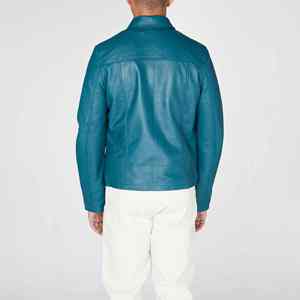 Vestes en cuir véritable pour hommes de bonne qualité à prix abordable, col fin enduit, couleur personnalisée, vestes écologiques - Product Image 6