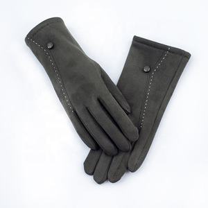 Guantes de piel de oveja de invierno para mujer, guantes cálidos con forro polar, informales, a la moda, con pantalla táctil - Product Image 3
