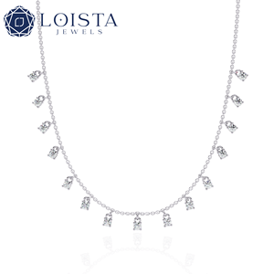 Pendentif solitaire en diamant de laboratoire de taille ovale certifié IGI en or blanc/jaune et rose 18 carats, collier de luxe pour femmes - Product Image 1