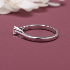IGI Certified Cushion Cut Solitaire Diamond <b>Ring</b> in Solid 925 Sterling Silver - Product Image 3