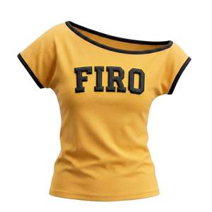 T-shirt marron décontracté pour femme, à épaules dénudées, manches courtes, imprimé lettres et logo South, en jersey de coton, Printemps-Été - Product Image 5