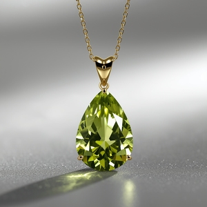 14K <b>Solid</b> <b>Gold</b> Peridot <b>Pendant</b> Necklace Pear Cut Green Gemstone Fine Jewelry for Certified Luxury OEM Supplier - Product Image 6