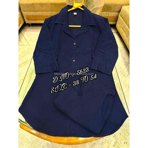 Hermosa tela de algodón grueso tipo slub / algodón flexible (khadi) de la mejor calidad, cordón de tela (camisa de longitud corta - 29 pulgadas) con botones de madera y L - Product Image 3