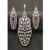 Magnifique Ensemble Collier Pendentif Chaîne à Maillons en Laiton Plaqué Or et Zircon, Élégant et Tendance, pour Femme, Collection Mariage et Soirée