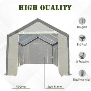 เรือนกระจกขนาดใหญ่ 20 ลิตร x 10 ฟุต x 9 ฟุต พร้อมหน้าต่างปิดได้ 8 บาน ประตูม้วนเก็บได้ ผ้าคลุม PE สำหรับใช้งานในสวน - Product Image 4