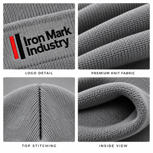 Iron Mark Industry Unisex <b>Beanie</b> <b>Hat</b> Solid Color Embroidery Knit Winter Casual Stretch Fit 50-52cm Adult Size 100% <b>Wool</b> - Product Image 6