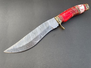 Couteau de chasse en acier Damas de qualité supérieure, couteau de survie en plein air, couteau de camping avec poignée ergonomique, étui en cuir, personnalisable OEM - Product Image 1