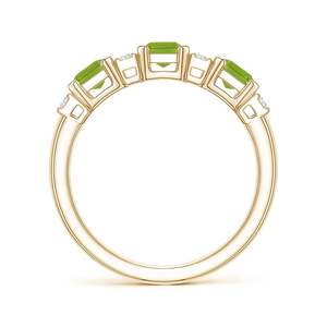 Anillo de Oro Sólido de 14K con Peridoto Natural en Forma de Esmeralda de 6*4 mm, Halo de Diamantes Naturales, Joyería Fina, Certificado IGI - Product Image 2
