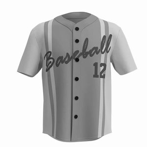 Maillot de baseball New York pour homme, gris, manches courtes, col en V, boutons sur le devant, imprimé en twill, coupe classique, adulte, toutes saisons - Product Image 3