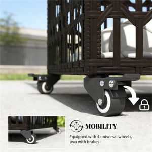 Armario de Almacenamiento Exterior Marrón, Estante para Flotadores de Piscina con Barra para Toallas, Unidad de Almacenamiento Multiusos - Product Image 3