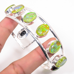 Handmade Opal Gemstone Bangle Teardrop Boho Jewelry Elegant Artisan <b>Bracelet</b> for Women Stylish Gift Accessory - Product Image 1