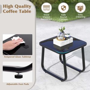Conjunto de Muebles de Patio para Exteriores - 2 Sillas Bistro Mecedoras con Mesa de Vidrio para Terraza, Patio o Balcón - Product Image 6