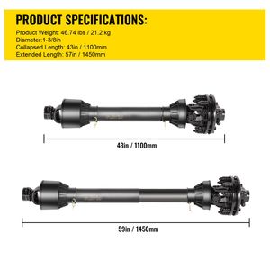 Eje PTO para Tractor Serie 5, 1-3/8 pulgadas, 6 estrías, ambas extremidades, 43-57 pulgadas, con juntas universales, línea de transmisión PTO para desbrozadora - Product Image 5