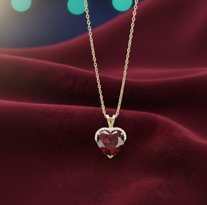 Collar con Colgante de Corazón Rojo Hidroformado con Circonita Cúbica, Plata de Ley 925, Chapado en Oro de 18K, Joyería Romántica Hecha a Mano a Precio de Mayoreo - Product Image 4