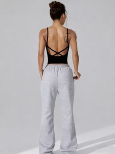 Soutien-gorge de sport blanc uni à dos ouvert pour femmes |   Débardeur de sport en nylon haute élasticité |   Camisole de yoga extensible dans quatre directions, douce pour la peau - Product Image 6