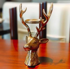 Golden Metal Deer Antler <b>Tea</b> <b>Light</b> Holder Round Shape Heat Resistant Home Decoration Christmas - Product Image 3