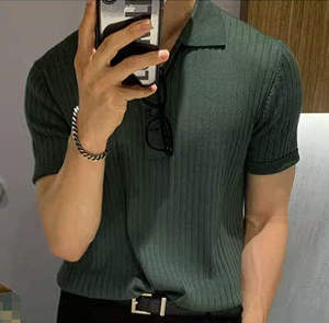เสื้อถักสีดำสำหรับผู้ชาย ผ้าฝ้าย 100% ระบายอากาศได้ดี กันน้ำ ไร้รอยต่อ ป้องกันรอยยับ มีกระเป๋าโลโก้ด้านหน้า ทรง 6 แผง สวมใส่สบาย แบบลำลอง - Product Image 2