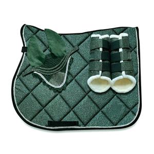 Ensemble de tapis de selle de dressage et de saut GP personnalisables de qualité supérieure, confortables, durables, en tissu polyester avec doublure en coton, vert scintillant - Product Image 1