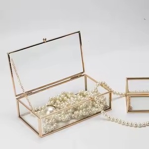 Premium Metal Glass Jewelry <b>Box</b> Storage Organizer for Rings <b>Earrings</b> Necklace Accessories Home Use - Product Image 2