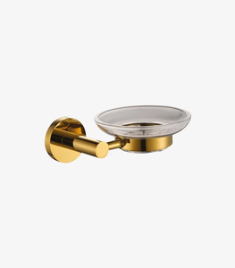 Porte-savon mural moderne de luxe GLOSSY TOUCH ART, en métal brossé doré, forme hexagonale avec trous de drainage - Product Image 3