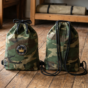 Regal Three Llc Camouflage <b>Drawstring</b> <b>Backpack</b> Canvas Unisex Gym Bag Durable Casual Style Rope Handle Below 23 Litre - Product Image 1