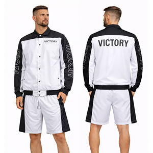 Custom Mens 2 Piece Tracksuit Set Coach Jacket Shorts Sportswear Custom Logo Casual <b>Athletic</b> Outfit Windbreaker Suit for Men - Product Image 3