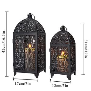 <b>Tall</b> Handmade Iron <b>Lanterns</b> Set Intricate Cutout Design Durable Black Metal Customized Easter Christmas Home Decoration - Product Image 2