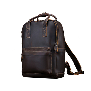 Sac à dos en cuir véritable pour homme, fermeture à boucle, léger, résistant à l'eau, sac pour ordinateur portable d'extérieur - Product Image 3