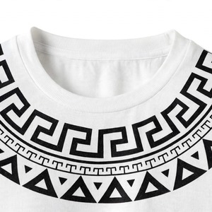 T-shirt vintage en coton pour homme, imprimé motif grec, manches courtes, poignets retroussés, décontracté, haut d'été, t-shirts graphiques rétro - Product Image 4