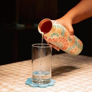 Bohemian Pattern Portable Water Bottle <b>Plastic</b> Outdoor Travel <b>Cup</b> Straight Design Transparent Direct <b>Drinking</b> Hiking Use - Product Image 2