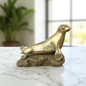 Figura de Latón Hecha a Mano, Escultura de Animal Marino, Decoración Náutica Costera, Estatua de Vida Silvestre de Lujo para Mesa, Decoración del Hogar - Product Image 3