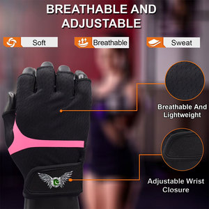 Gants de sport unisexes respirants de qualité supérieure, avec support pour les poignets, grip antidérapant en silicone, légers, demi-doigts - Product Image 5