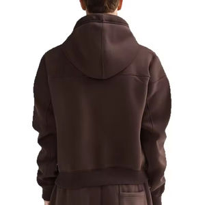 Proveedor de Sudaderas con Capucha Lisas OEM ODM, Sudadera Gráfica de Alta Calidad para Hombre, Corte Holgado, Oversize, Alto Gramaje, Sudadera Corta con Cremallera - Product Image 3