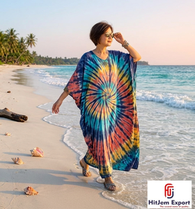 Printed <b>Kaftan</b> Dress for Women Loose Comfortable <b>Beach</b> Wear Stylish Lightweight Fabric Bulk Order Manufacturer - Product Image 1