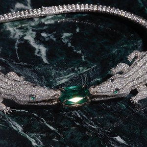 Rose Gold Plated & 14K Gold Plated Silver Alligator Crocodile Shape Moissanite <b>Statement</b> <b>Necklace</b> for Wedding Party Gift - Product Image 6