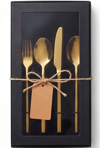 Ensemble de couverts modernes en or et argent, finition miroir, compatibles lave-vaisselle, vaisselle de mariage, couverts en métal pour la salle à manger - Product Image 6