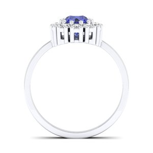 Bague REYES en argent sterling 925 avec moissanite certifiée GRA, taille ronde, 0,5 carat, pierre précieuse tanzanite, halo, pour femme, bijoux fins - Product Image 4