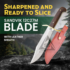 Couteaux Bowie de haute qualité, durables, en acier inoxydable, avec manche en bois, personnalisables, lame droite, garantie de 3 ans - Product Image 4