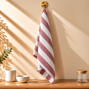 Eco-Friendly Woven <b>Striped</b> Kitchen Tea <b>Towels</b> with Hanging Loop 100% Linen Customizable for Home and Hotel Use - Product Image 3