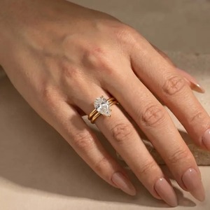 925 <b>Silver</b> Moissanite Diamond 4 Ct Solitaire Pear Cut Wedding & Engagement <b>Ring</b> in Yellow Gold Plated With D Color & VVS Clarity - Product Image 3
