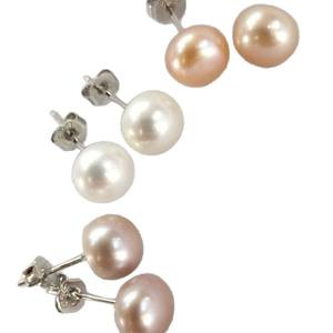 Self-Raised Freshwater <b>White</b> Powder & Purple Flat <b>Pearls</b> Diverse Sizes for Quality <b>Earrings</b> - Product Image 5