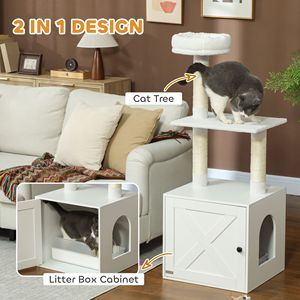 Árbol para Gatos de Lujo para Interiores con Condominio para Gatos, Postes para Rascar, Plataformas para Escalar y Recinto para Caja de Arena - Blanco - Product Image 4