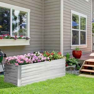Jardinières verticales en acier galvanisé argenté 71'' x 36'' x 23'' pour jardin surélevé extérieur avec barres renforcées, pots d'extérieur - Product Image 2