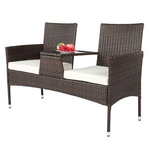 Disassembled 131*61*83cm Iron Frame Brown Gradient Rattan <b>Garden</b> <b>Sofa</b> for Rattan Lover Chair - Product Image 5