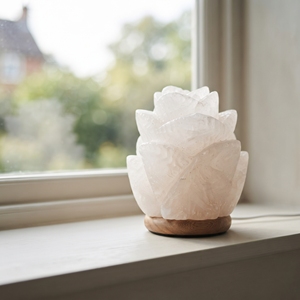 Handcrafted White <b>Crystal</b> Rose Salt Lamp Natural Himalayan Flower Light for Bedroom Nightstand Home Decor - Product Image 2