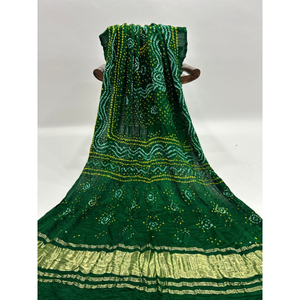 Dupatta en soie Gaji pure, traditionnellement teint à la main, style Bandhani, ethnique indien, vente en gros - Product Image 1