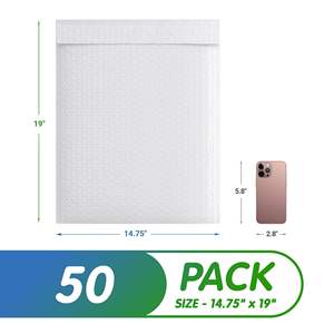 Bollettini a bolle in poli bianchi autosal-Seal 14.75X19 pollici 50 Pack buste di spedizione impermeabili durevoli sacchetti di spedizione imbottiti a bolle - Product Image 2